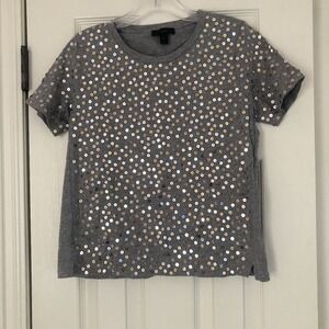 J.Crew Preppy Classic Extra Small Gray‎ T-shirt with Sequins Bling